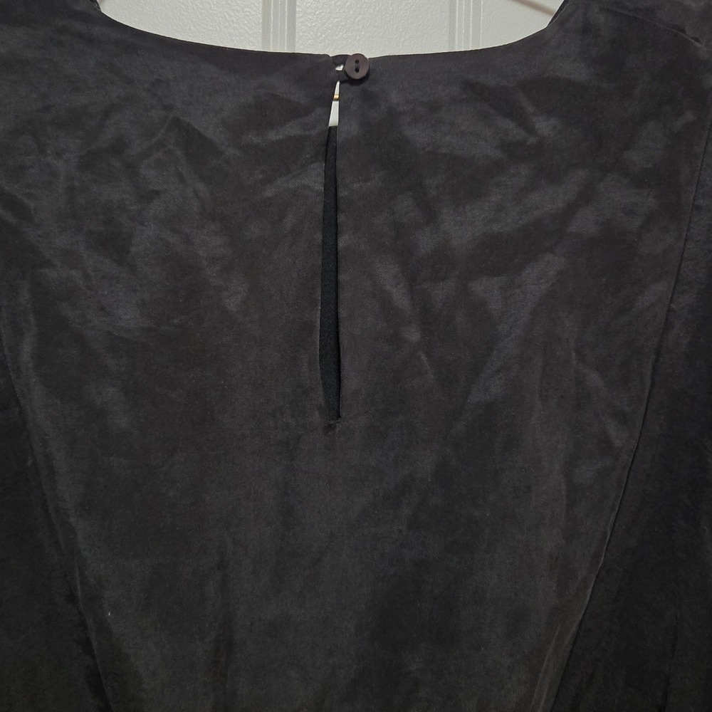 Zara Black Lyocell Dolman Sleeve Mini Dress Elastic Waist Ruffle Cuff Size M - Picture 5 of 9